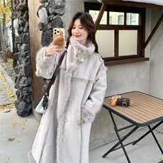现货：冬装新款高级感加厚皮毛一体长款外套2C135-8965P295K458，女装皮草，2C135