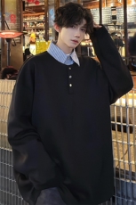 特批P35无差价25春新高级感假两件衬衫领卫衣男港风时尚上衣W2343，男装卫衣，电商A001-1