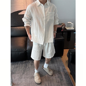 夏季老钱风天丝亚麻长袖衬衫外套C037-P45图片