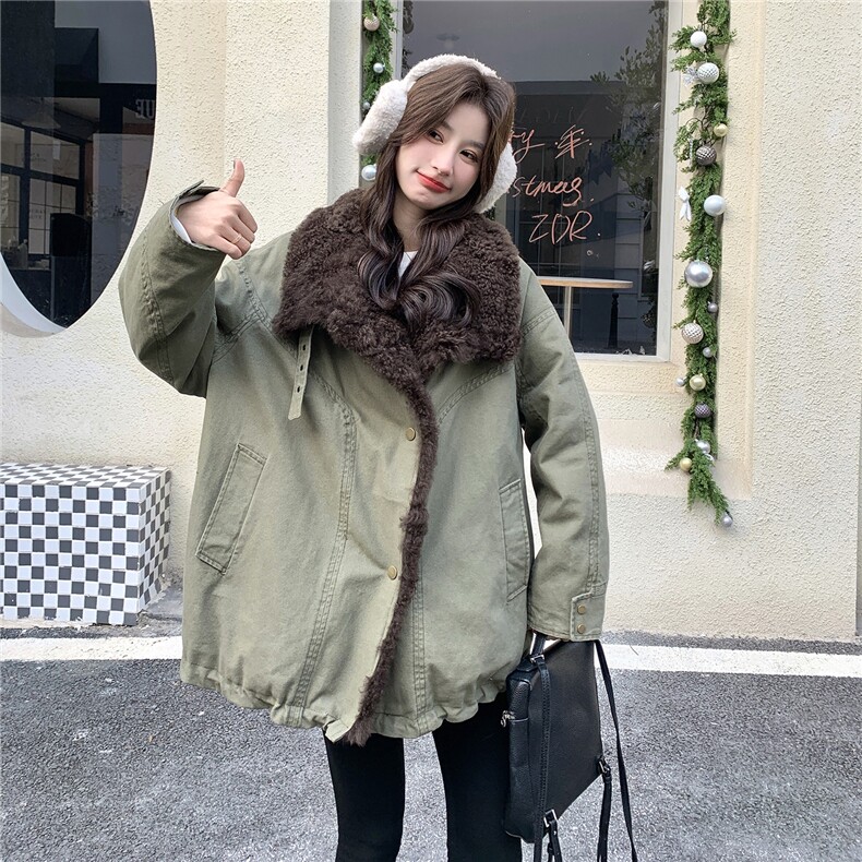 2026冬季复古羊羔毛翻领工装派克羽绒服2C212-G209-P295-K438,女装羽绒服,2C212