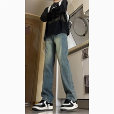 现货美式机能复古蓝牛仔裤微喇裤纽扣拼接牛仔裤K2402P60，男装牛仔裤，电商A062