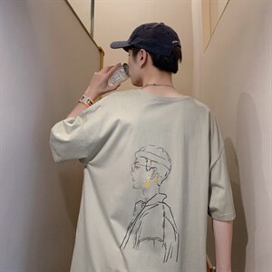 原创设计手绘涂鸦宽松大码圆领短袖T恤情侣517A-1-T905-P28控38图片