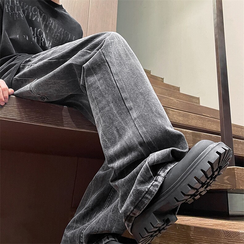 复古牛仔裤潮牌高街宽松直筒长裤子男款垂感阔腿裤N05524-P53，男装牛仔裤，星座308B-2