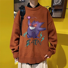 1港风新款宽松休闲中性情侣潮流印花毛衣男外套7633P48加绒P55，男装针织衫/毛衣，星座226-2