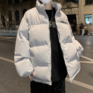 F97-P85 冬季美式潮牌宽松字母印花棉衣高街vibe立领面包服男图片