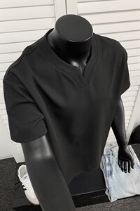 假模特批250克男装夏季新款大码宽松短袖T恤夏装V领打底衫S399P20图片