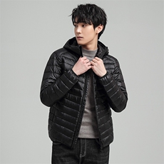 中青年90绒轻薄连帽羽绒服外套男秋冬休闲羽绒轻便外套，男装羽绒服，钱塘723