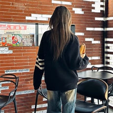 重磅秋冬北极绒开衫毛衣美式复古休闲慵懒风男女立领针织衫外套，男装针织衫/毛衣，电商A486