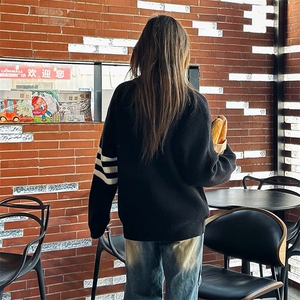 重磅秋冬北极绒开衫毛衣美式复古休闲慵懒风男女立领针织衫外套图片