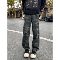 迷彩工装裤加长版高个子牛仔裤男188cm115直筒拖地阔腿裤KZ029P60，男装休闲裤，电商B312