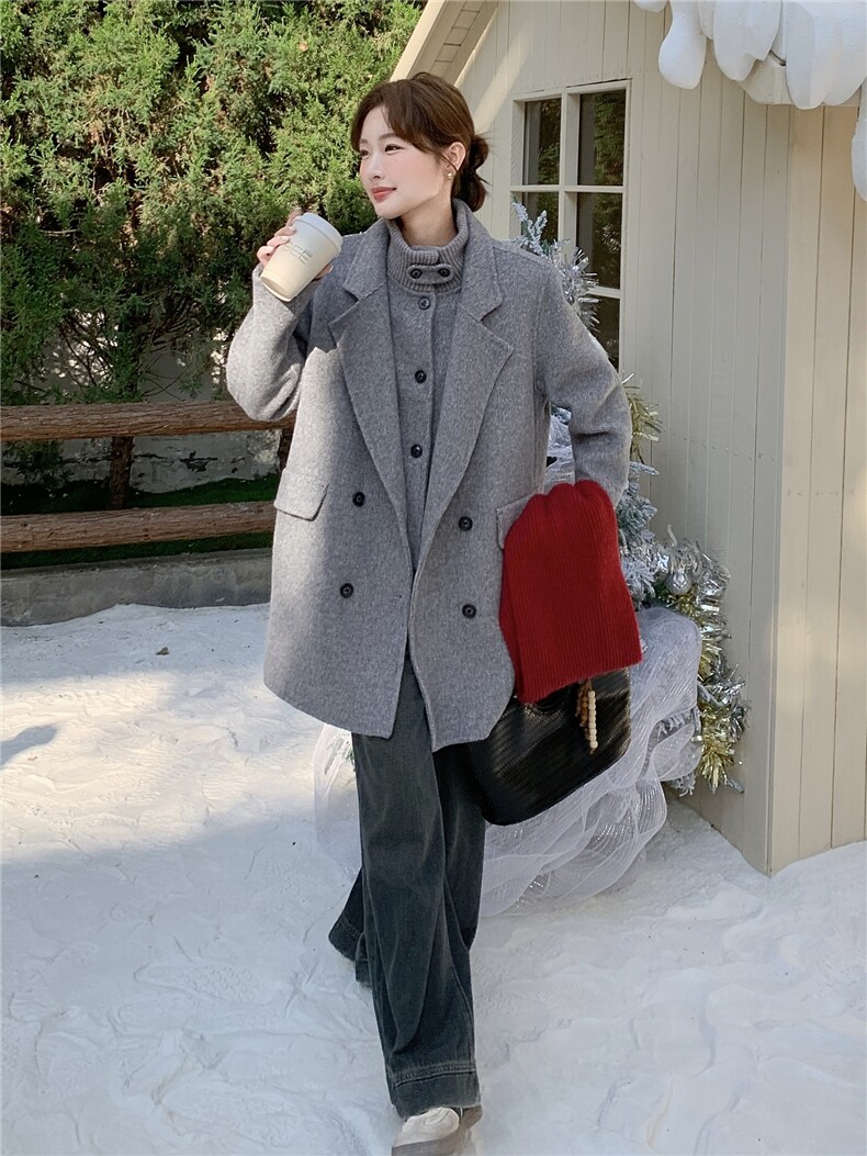 2025年冬季双面羊绒大衣两件套中长款RF2C290-6886#-P315-K465,女装双面呢大衣,蝶眷