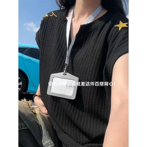 XZ809A/SSS03/特P24/控48 美式V领坎肩万针绣花背心T恤图片
