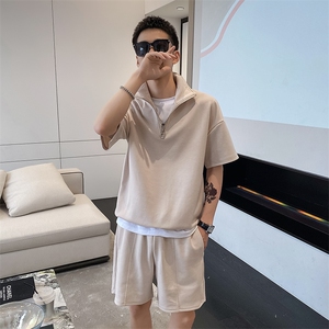 社会风纯色套头宽松休闲两件套装百搭B297-7725-P105控148图片
