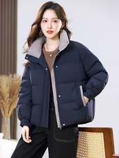 2025年冬季新款时尚拼色显瘦棉服现货，女装棉衣/棉服，婷思杰（原婷想服饰）