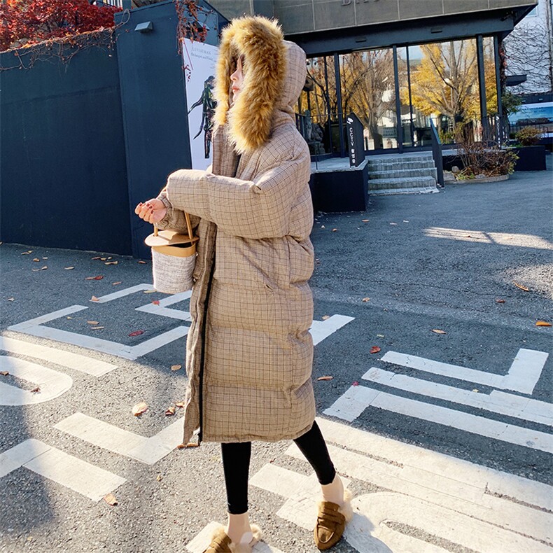 双12主推大货大毛领格子棉衣柒柒家M65-p185268，女装棉衣/棉服，柒柒家
