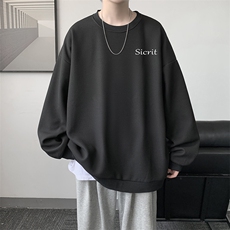 华夫格卫衣圆领卫衣男大码长袖t恤男外套HW76098-P30加绒款-P40，男装卫衣，电商A040