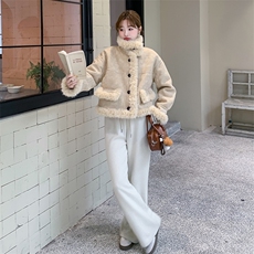 2025现货主推皮毛一体两面穿210-6396-185-K268，女装羊羔毛/颗粒绒，韩蜜菓