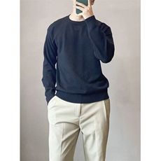 圆领套头毛衣厚实抗起球打底衫针织衫E88850-P50，男装T恤，星座1012-1