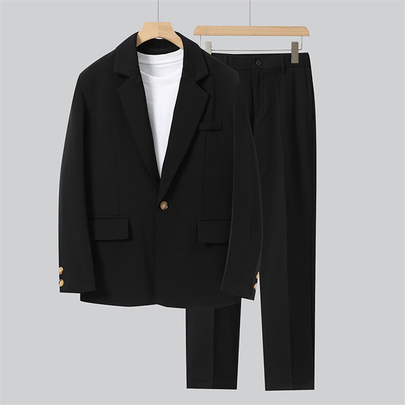 秋季新款男士休闲港风宽松西服套装衣服+裤子整套西装XZ810-P150,男装西服套装,星座505-3