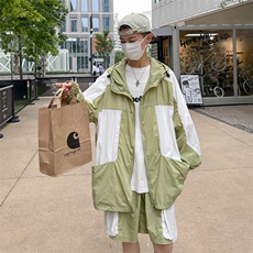 夏季撞色夹克衫防晒服套装运动风时尚防晒衣男XZ514-2-1611-P98，男装防晒衣，星座514-2(原B239)