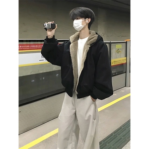 两面穿现货重磅短款座山雕棉衣男女双面穿毛毛绒棉服加厚外套,男装棉衣,电商A486