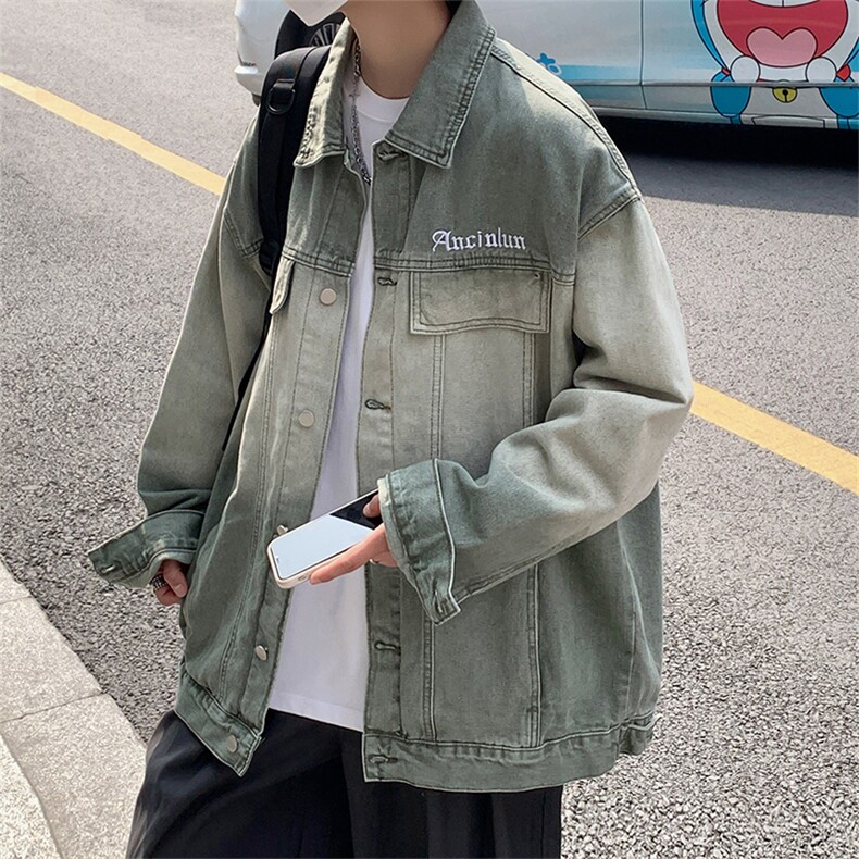 美式复古情侣牛仔外套春秋新款潮牌渐变宽松工装夹克男W7704-P64,男装夹克,星座512-4