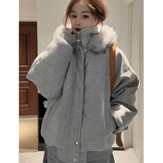 加绒加厚毛领连帽卫衣外套女宽松百搭运动风辣妹保暖上衣M367，男装棉衣，星座1116A（原606A-3）