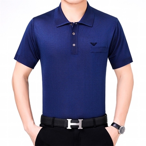 2023夏季新款短袖t恤男中年翻领衣服半袖体恤Polo衫图片