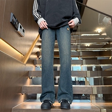 秋季新款半松紧腰竹节纹牛仔裤微喇B342-K9019-特P50控78，男装牛仔裤，电商B342