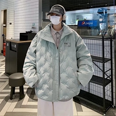 高级感薄荷绿棉服男冬季街头设计感压褶立领面包服ZH06P100，男装棉衣，星座1116-2