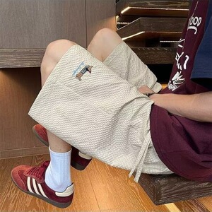 泡泡纱速干短裤男夏季五分中裤美式高街宽松休闲运动沙滩裤子,40多岁半身纱裙秋冬搭配图片