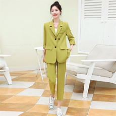 高端洋气休闲西装套装女2024夏季新款时尚垂感薄款职业西服两件套，女装套装/套裙，火爆靓佳人
