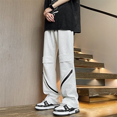 美式小众拉链运动卫裤男生高街vibe宽松长裤痞帅直筒裤M9665-p39，男装休闲裤，星座1008-2