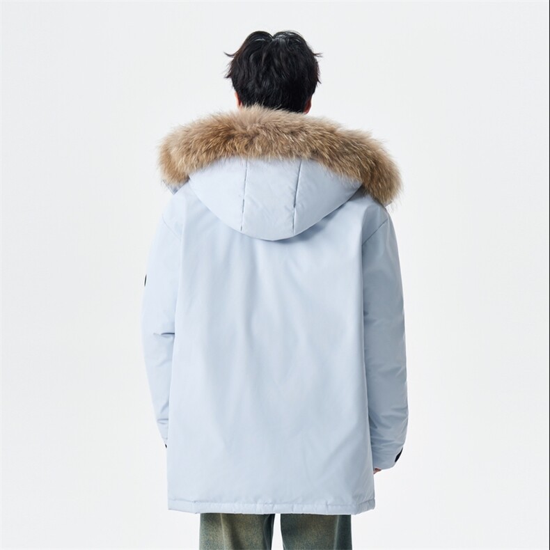 羽绒服男中长款冬情侣加厚连帽工装白鸭绒外套XZ309Y95701P288,男装羽绒服,星座309（原A406）