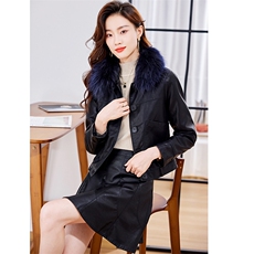 欧洲站皮衣外套女2022年冬季新款带狐狸毛领时尚洋气百搭短款上衣，女装皮衣，江南女神