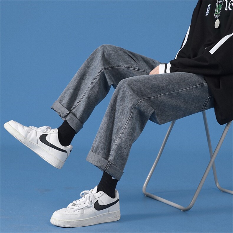 跑量款！港风直筒纯色牛仔裤韩版休闲长裤子A080-9252-P30控48,男装牛仔裤,电商A080