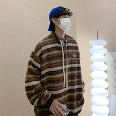 条纹复古美式休闲男女森山系老爹欧美拉绳卫衣绒面280克Y8509P38，男装卫衣，星座1116-2