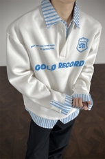 2025秋新款条纹衬衫假两件Polo领长袖宽松长袖卫衣GW053-P60控89，男装卫衣，星座216(原A116)