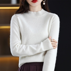 特价清仓加厚羊绒衫女半高领秋冬短款内搭毛衣纯色羊毛针织打底衫，女装羊毛衫，邓利维