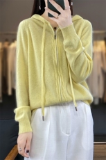 拉链开衫长袖纯色2024年秋季时尚显瘦羊毛百搭针织衫，女装羊毛衫，暖圣羊羊绒