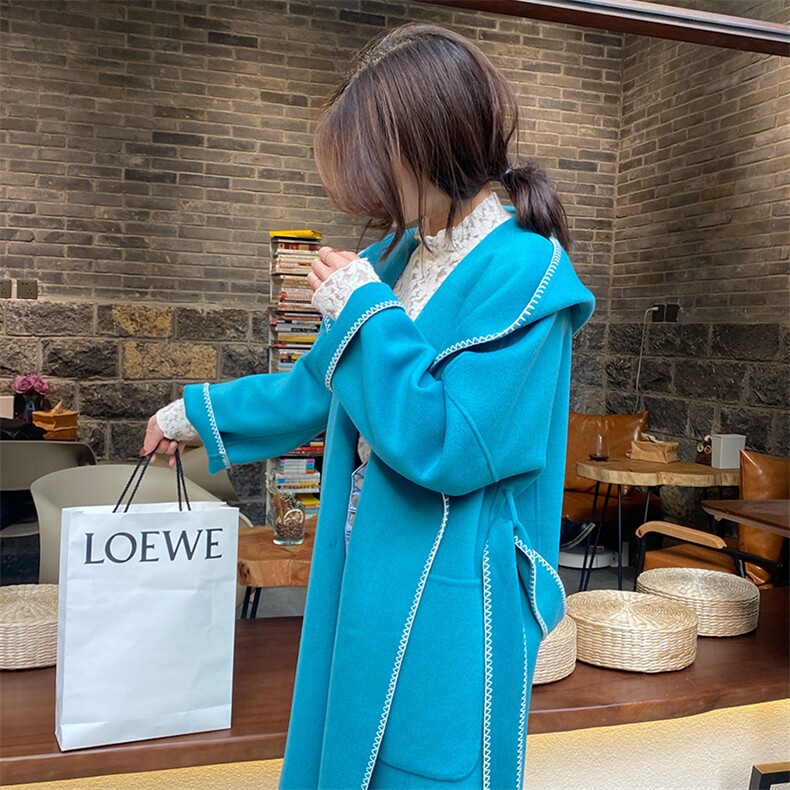 2025年夏季常规中长款长袖一粒扣时尚百搭大衣，女装双面呢大衣，蒙绒特