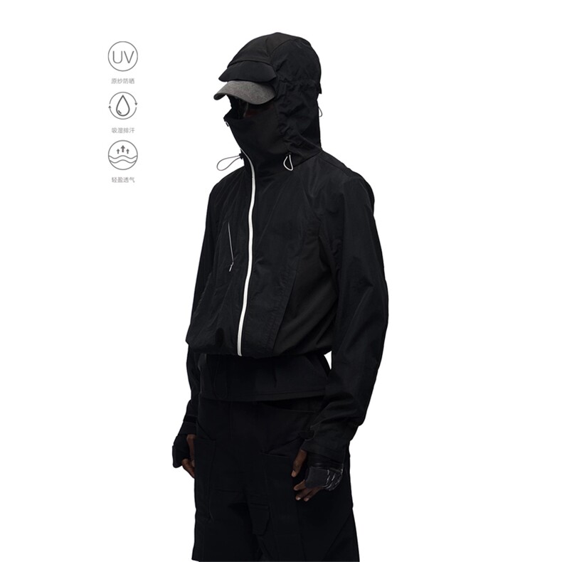 网图有货夏季侧角弧拉链拼接裁剪防嗮服骑行外套男A731-P50,女装短外套,星座1505