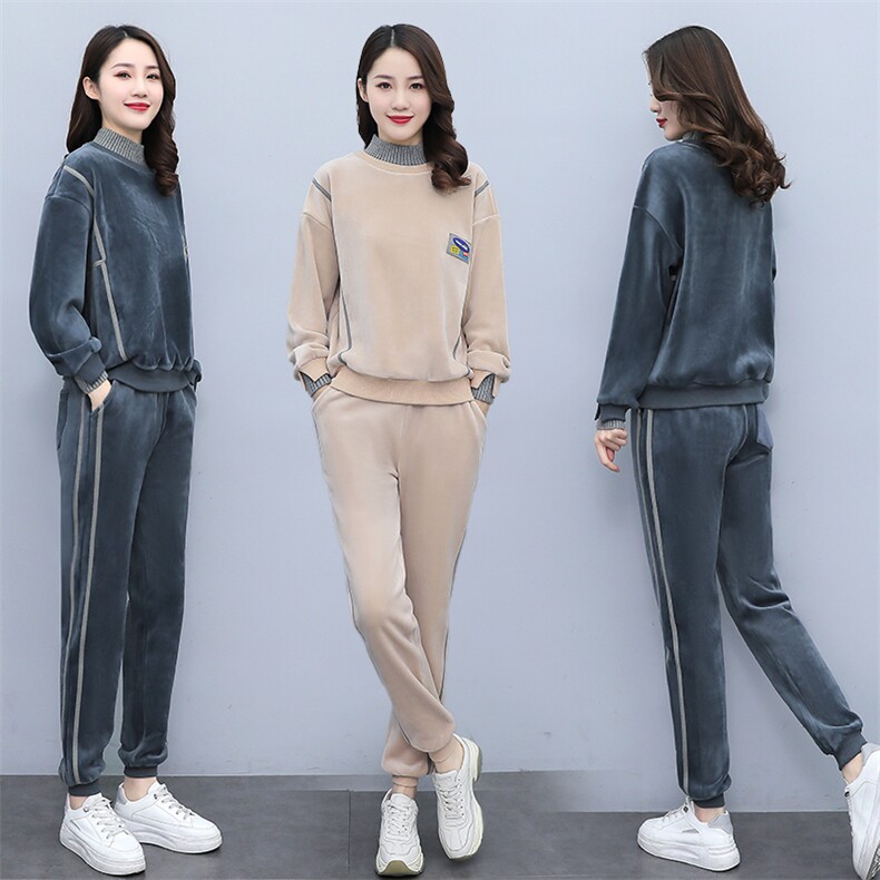 2024冬装新款两件套加厚双面丝绒套装,女装套装/套裙,凯瑟曼