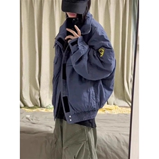 藏蓝色帆布外套底特律工装飞行员夹克棒球服JK783特P97，男装夹克，星座908-1