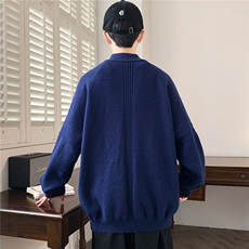 MY7326-TP55半拉链新款针织衫男慵懒风针织长袖套头毛衣外套，男装针织衫/毛衣，电商A320