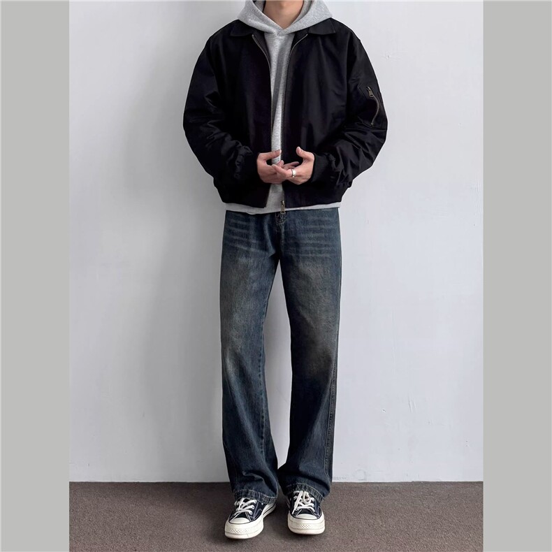 JK711-尺码M-3XL-P45现货!美式飞行员夹克工装外套高短款棒球服图片