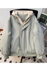 !潮流冬季连帽拉链加绒加厚棉衣情侣撞色棉服外套MY5567-P78，男装棉衣，星座610B-1