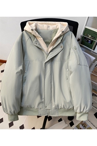 !潮流冬季连帽拉链加绒加厚棉衣情侣撞色棉服外套 MY5567-P78图片