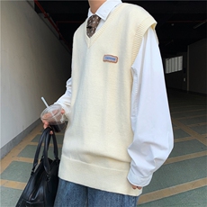 高品质日系港风潮流毛衣马甲背心春秋针织宽松休闲毛衣M183-P38，男装针织衫/毛衣，星座512-4