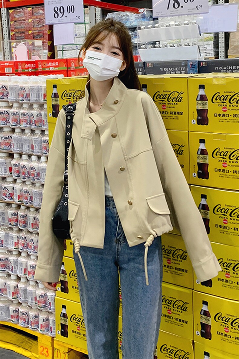 20223年秋季新款纯色立领夹克外套82377-P120-K168,女装短外套,一九零